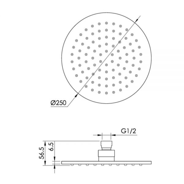 JTP Chrome 250mm Glide Extra Slim Round Shower Head #2