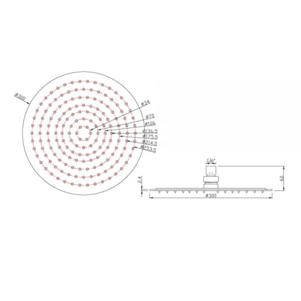 JTP Chrome 300mm Glide Extra Slim Round Shower Head #2