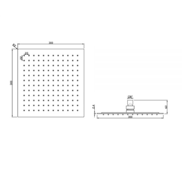 JTP Chrome 300mm Glide Extra Slim Square Shower Head #2