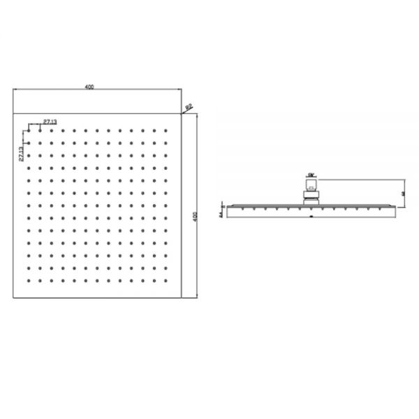 JTP Chrome 400mm Glide Extra Slim Square Shower Head #2