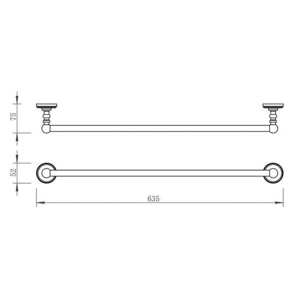 JTP Grosvenor Brushed Brass Towel Holder 635mm #2