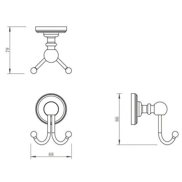 JTP Grosvenor Brushed Brass Robe Hook #2