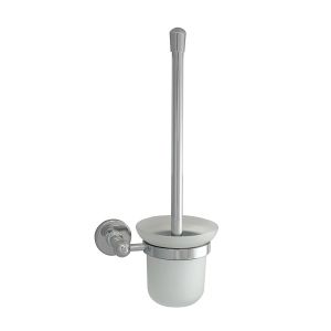 JTP Grosvenor Chrome Wall Mounted Toilet Brush Set with Frosted Glass Holder