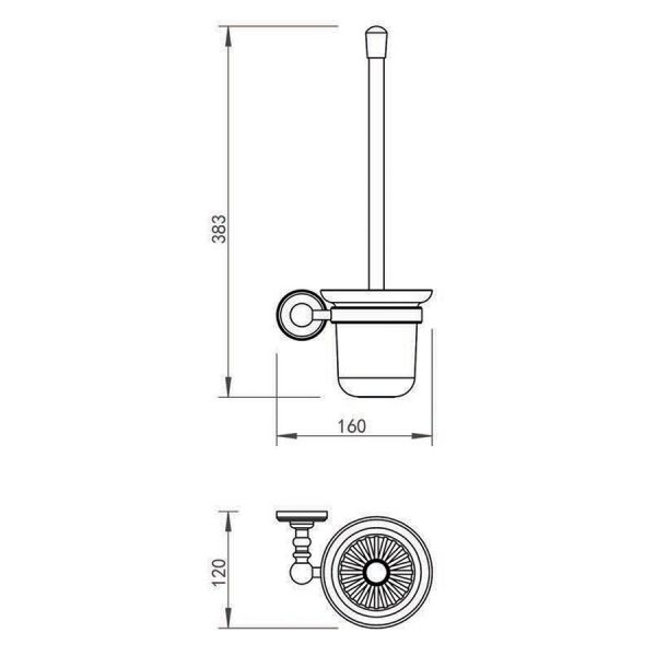 JTP Grosvenor Nickel Wall Mounted Toilet Brush Set with Frosted Glass Holder #2