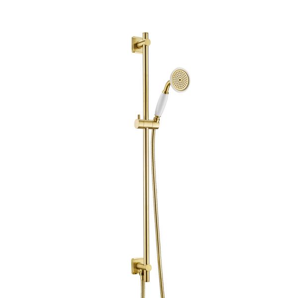 JTP Grosvenor Brushed Brass 900mm Slide Rail Shower Kit with Round Handset and Hose