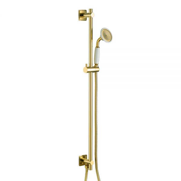 JTP Grosvenor Antique Brass 900mm Slide Rail Shower Kit with Round Handset and Hose