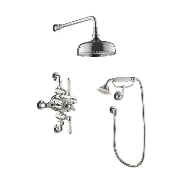 JTP Grosvenor Chrome Thermostatic Two Outlet Traditional Shower Kit