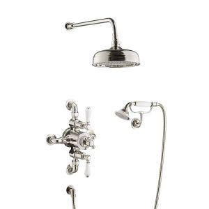 JTP Grosvenor Nickel Thermostatic Two Outlet Traditional Shower Kit