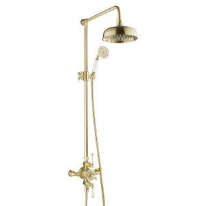 JTP Grosvenor Brushed Brass Exposed Shower Kit with Adjustable Riser