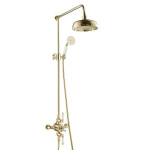 JTP Grosvenor Polished Gold Exposed Shower Kit with Adjustable Riser