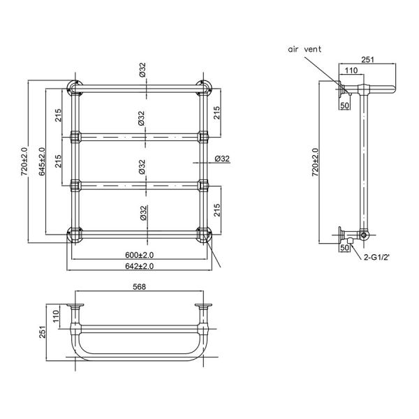 JTP Grosvenor Chrome 720 x 600 Towel Rail #2