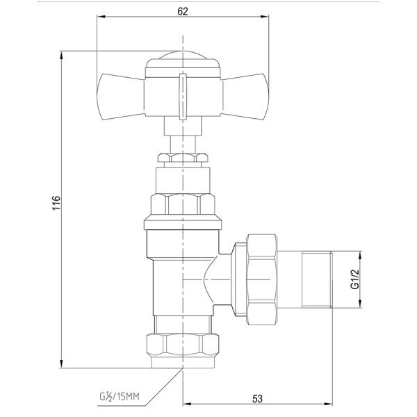 JTP Grosvenor Brushed Brass Angled Manual Radiator Valves #2