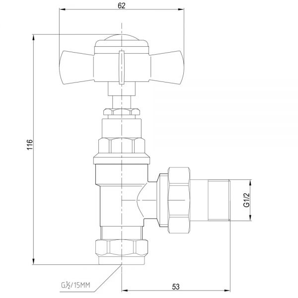 JTP Grosvenor Antique Brass Angled Manual Radiator Valves #2