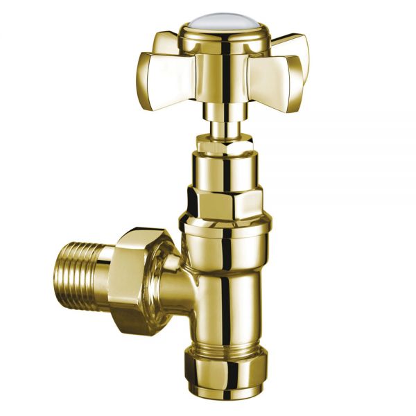 JTP Grosvenor Antique Brass Angled Manual Radiator Valves
