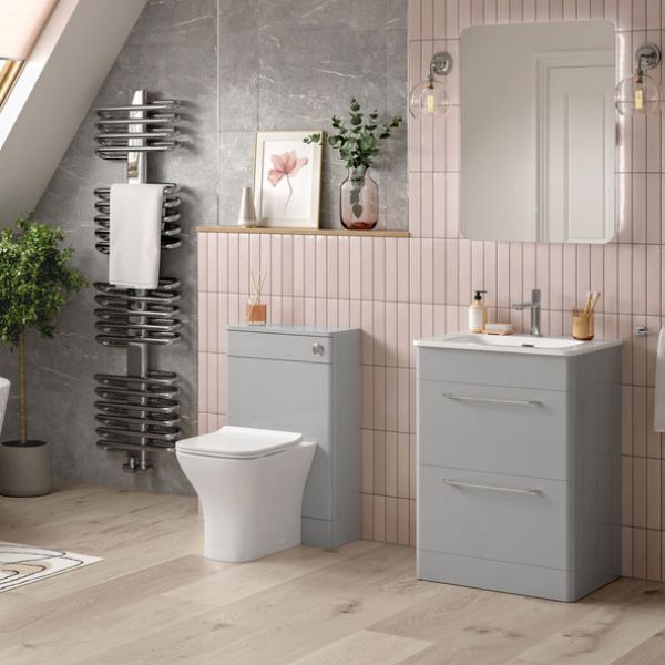 Moods Gabwell 600 Grey Gloss 2 Drawer Floor Standing Unit and Basin #2