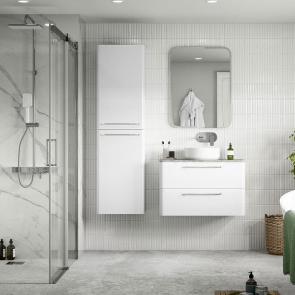 Moods Gabwell 800 White Gloss 2 Drawer Wall Hung Unit and Basin #2