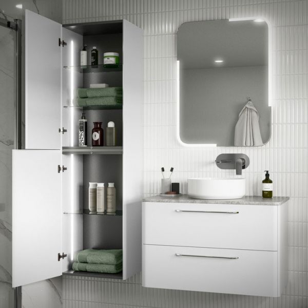 Moods Gabwell 800 White Gloss 2 Drawer Wall Hung Unit and Basin #3