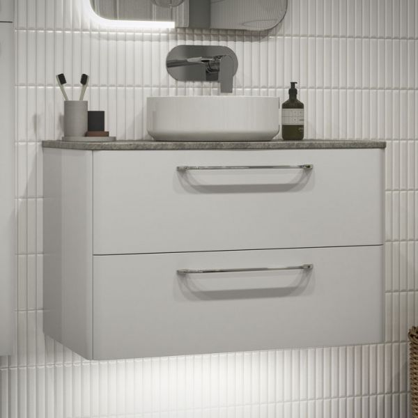 Moods Gabwell 800 White Gloss 2 Drawer Wall Hung Unit and Basin #4