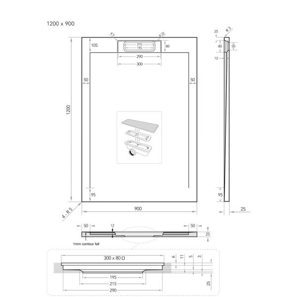 Tissino Giorgio Lux 1200 x 900 Rectangular Slate Effect Shower Tray #3