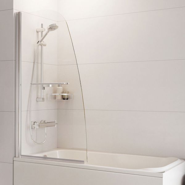 Roman Showers Haven 6 Angled Hinged Bath Screen with Towel Rail 1500 x 850mm