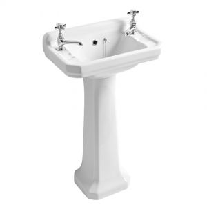 Roper Rhodes Harrow 500 Two Tap Hole Cloakroom Basin and Pedestal