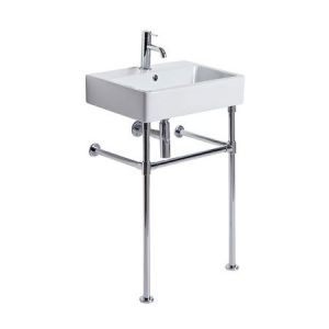 Roper Rhodes Hampton 575 Rectangular One Tap Hole Basin and Chrome Washstand