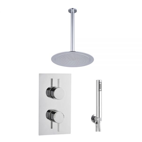 Hartland Round Thermostatic Dual Outlet Ceiling Mounted Shower Kit