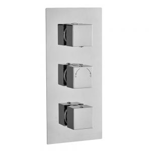 Hartland Square Dual Outlet Three Handle Thermostatic Shower Valve