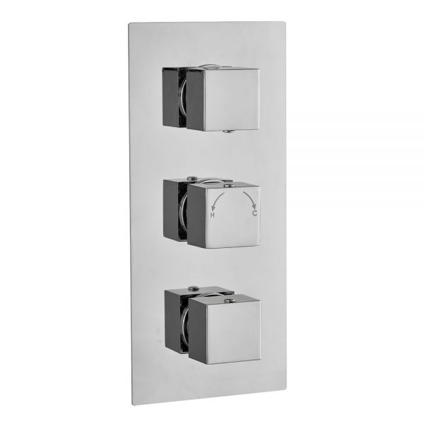 Hartland Square Three Outlet Three Handle Thermostatic Shower Valve