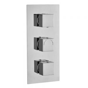 Hartland Square Three Outlet Three Handle Thermostatic Shower Valve