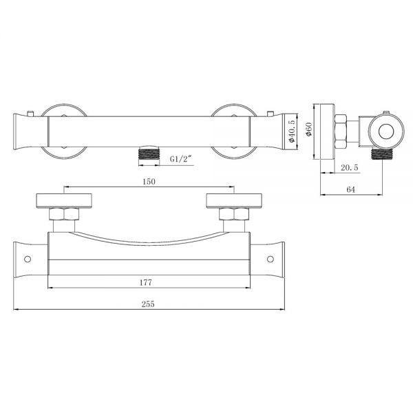 Hartland Round Thermostatic Bottom Outlet Bar Shower Valve #2