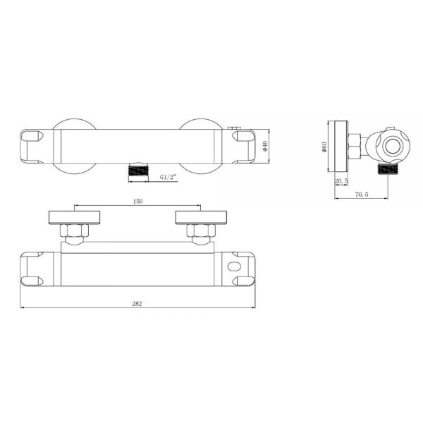 Hartland Low Pressure High Flow Thermostatic Bar Shower Valve #2