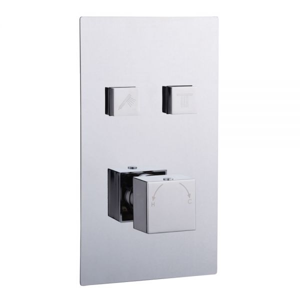 Hartland Square Dual Outlet Push Button Thermostatic Shower Valve