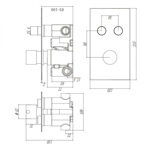 Hartland Round Thermostatic Dual Outlet Push Button Shower Kit #2
