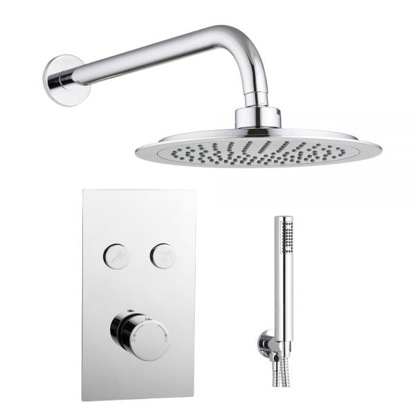Hartland Round Thermostatic Dual Outlet Push Button Shower Kit