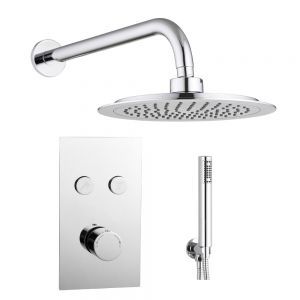 Hartland Round Thermostatic Dual Outlet Push Button Shower Kit