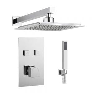 Hartland Square Thermostatic Dual Outlet Push Button Shower Kit