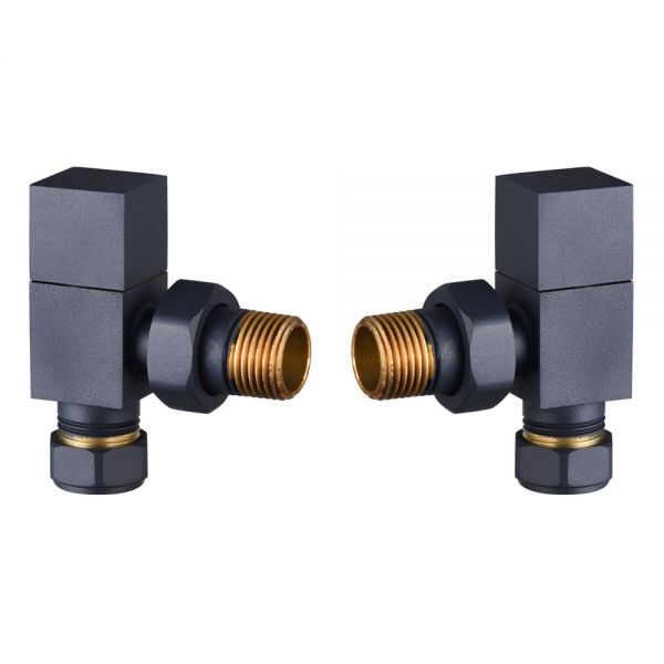 Hartland Anthracite Angled Manual Square Radiator Valves