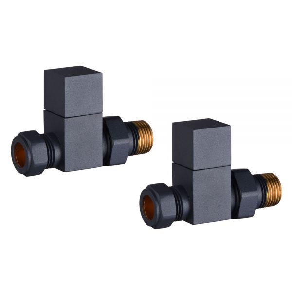 Hartland Anthracite Straight Manual Square Radiator Valves