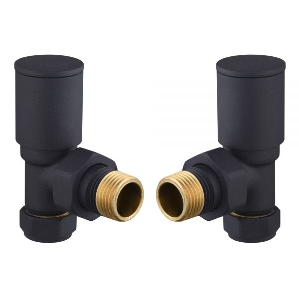 Hartland Anthracite Angled Manual Round Radiator Valves