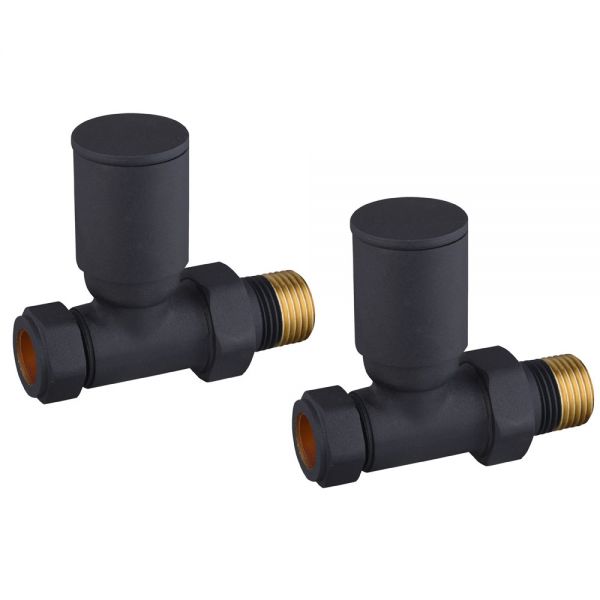 Hartland Anthracite Straight Manual Round Radiator Valves