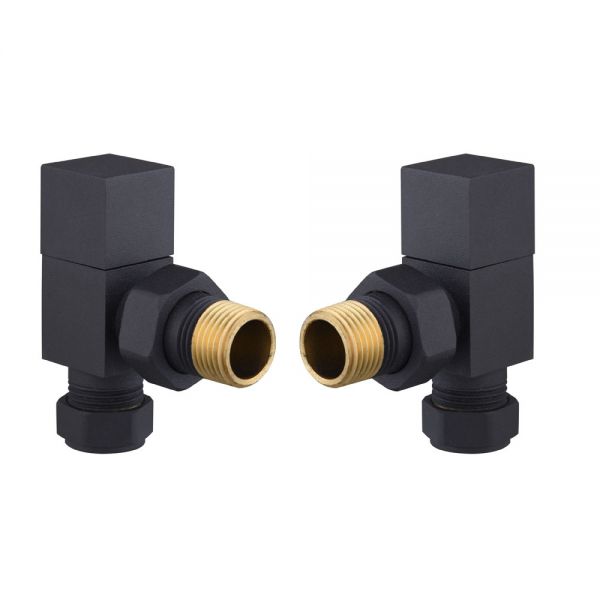 Hartland Black Angled Manual Square Radiator Valves