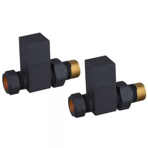 Hartland Black Straight Manual Square Radiator Valves