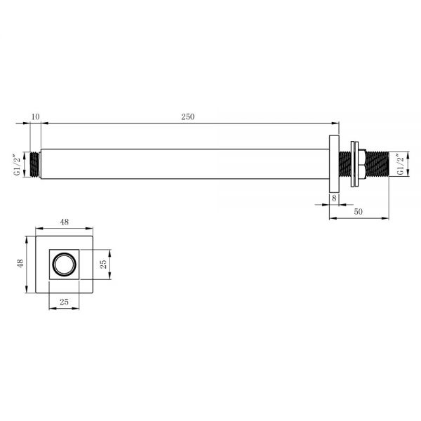 Hartland Orca Black Square Ceiling Mounted Shower Arm #2