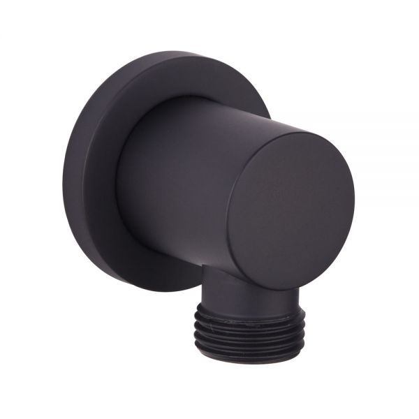 Hartland Orca Black Round Shower Wall Outlet Elbow