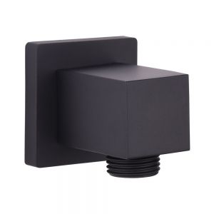 Hartland Orca Black Square Shower Wall Outlet Elbow