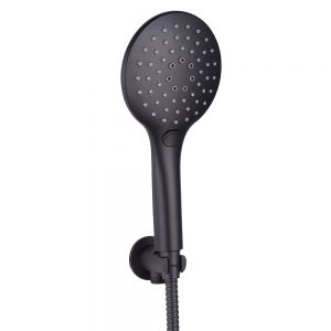 Hartland Orca Black Round Handset with Hose and Wall Outlet