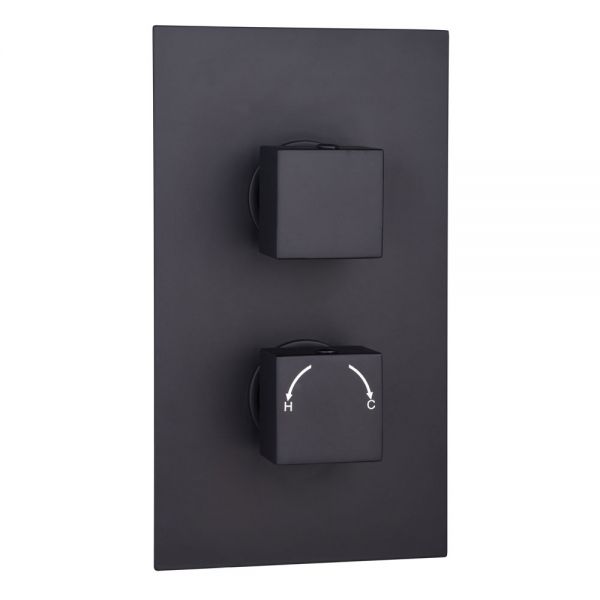 Hartland Orca Black Square Dual Outlet Thermostatic Shower Valve