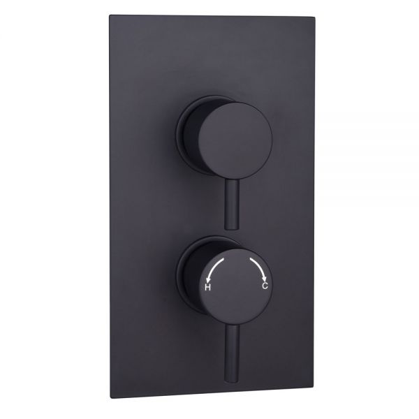 Hartland Orca Black Round Dual Outlet Thermostatic Shower Valve
