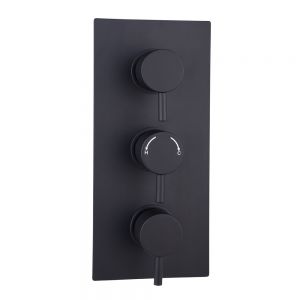 Hartland Orca Black Round Dual Outlet Three Handle Thermostatic Shower Valve